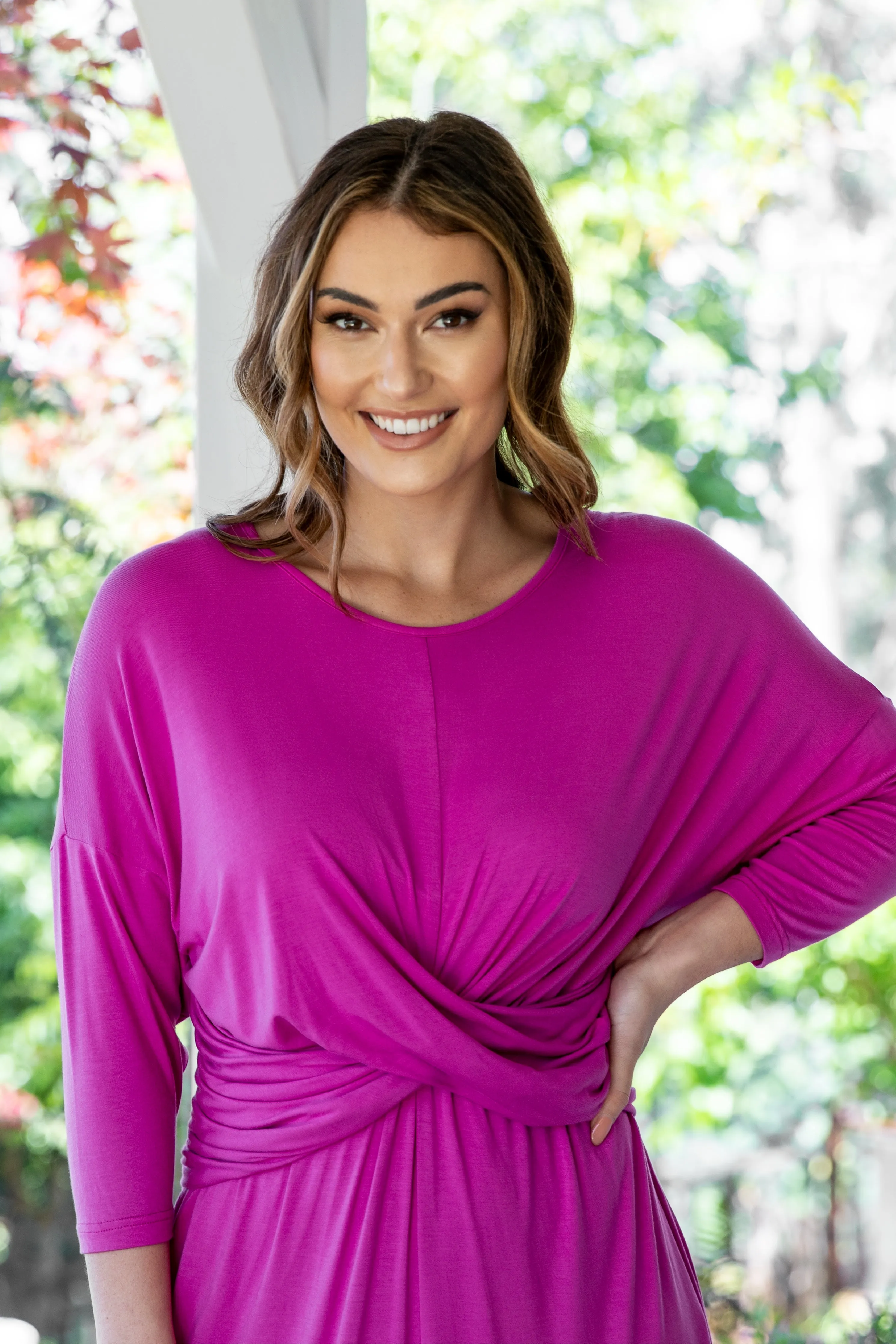 3/4 Sleeve Eden Maxi Dress | Plum Pink | FINAL SALE