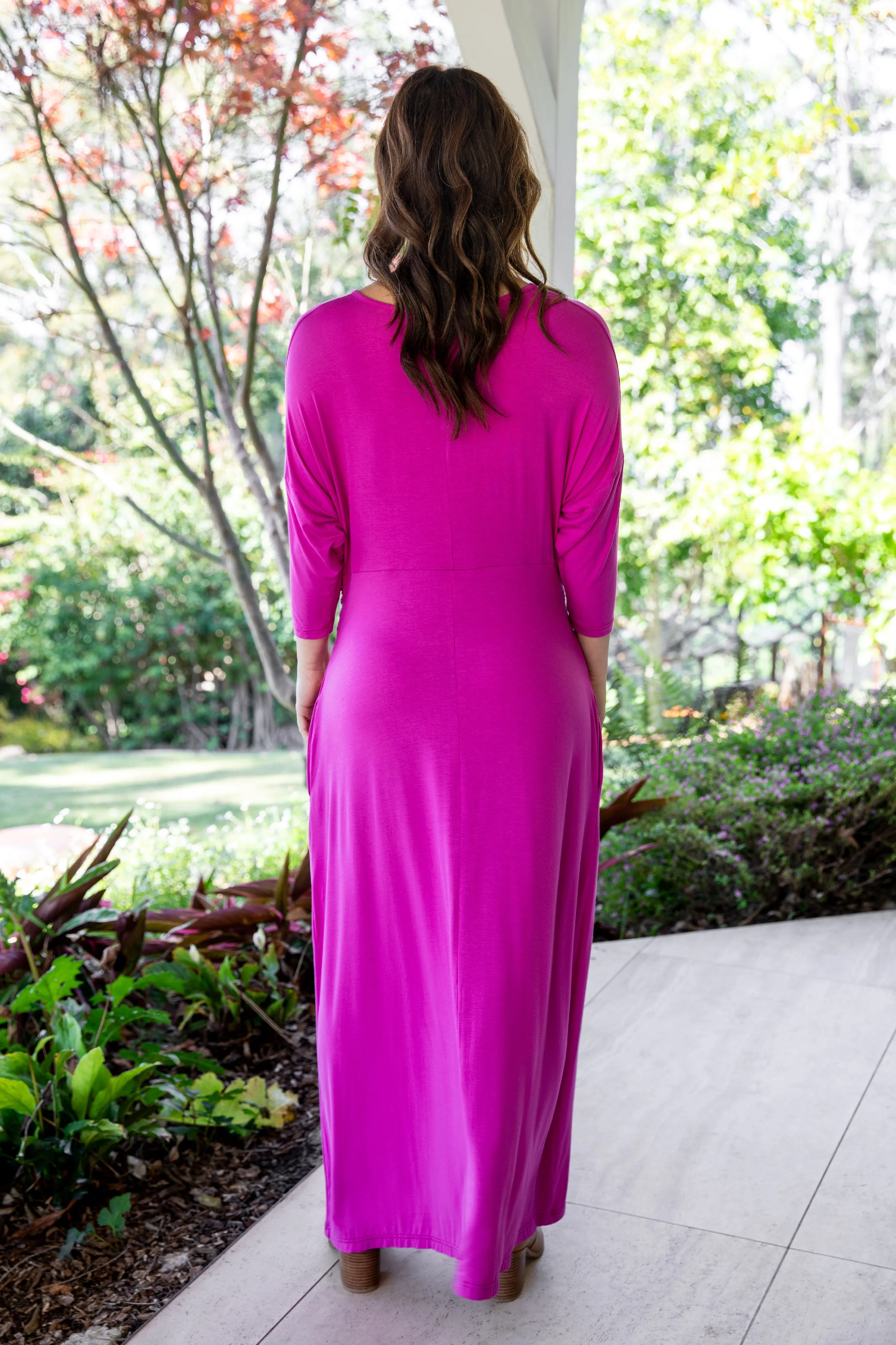 3/4 Sleeve Eden Maxi Dress | Plum Pink | FINAL SALE