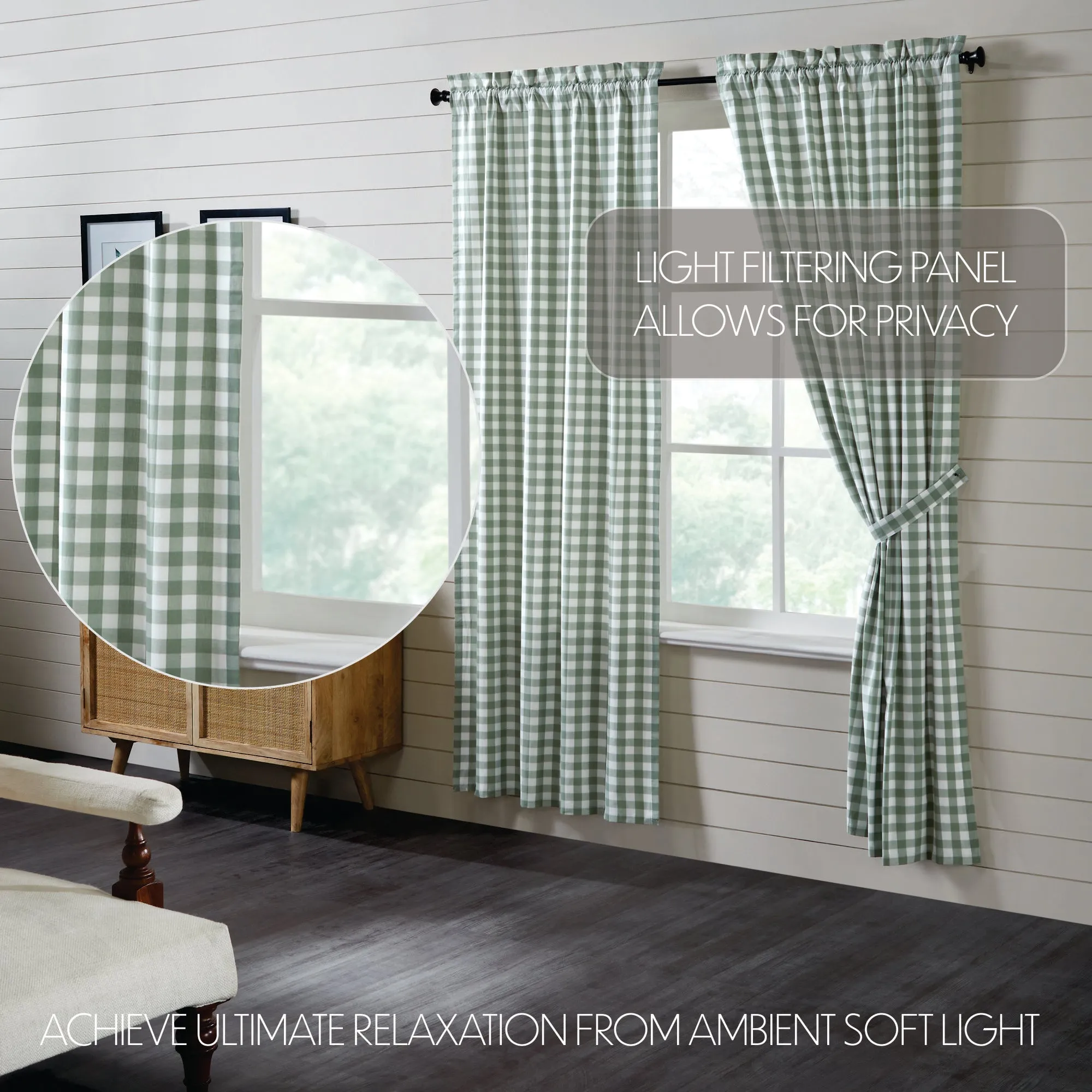 Annie Buffalo Green Check Panel Set of 2 84x40