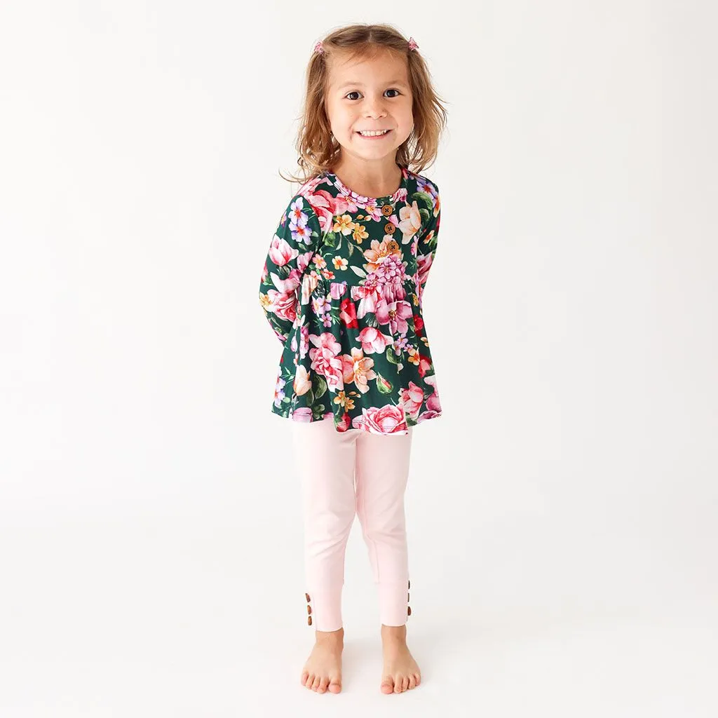 Arsine Long Sleeve Henley Peplum Top & Legging Set - Posh Peanut - Select Size