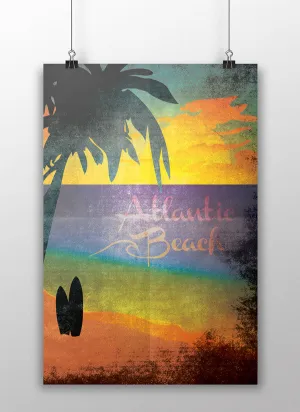 ATLANTIC BEACH VINTAGE STYLE ART PRINT