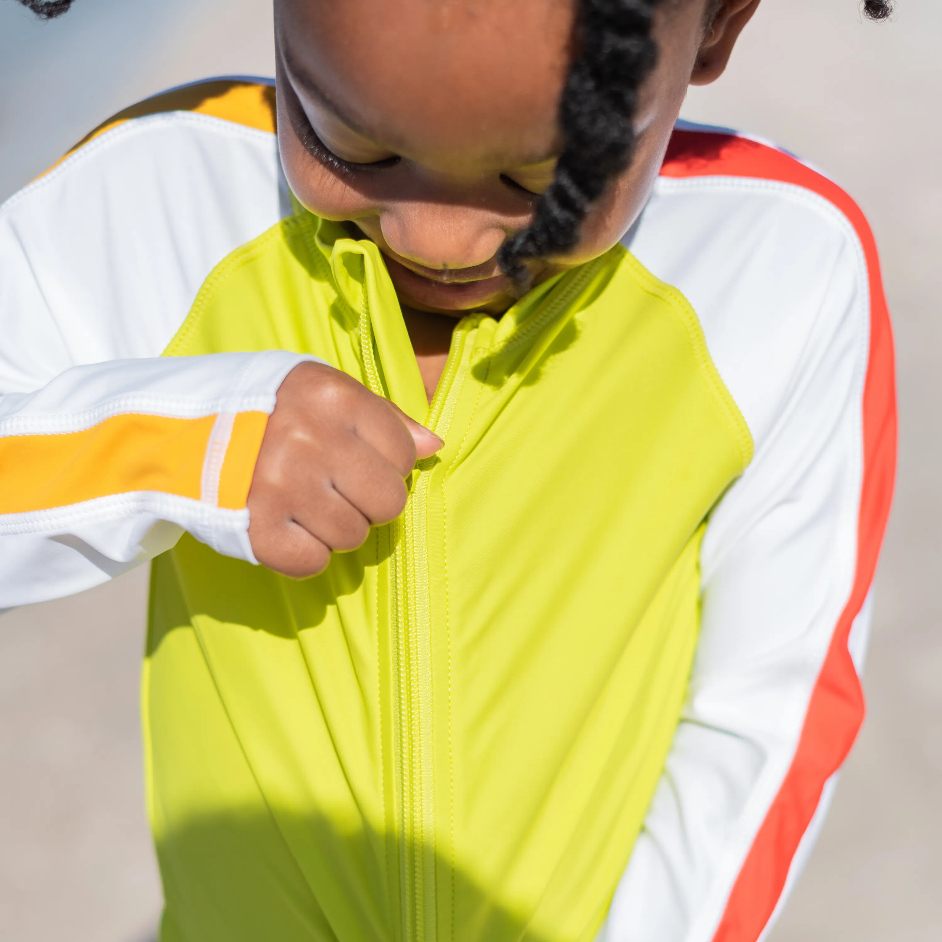 Boys Long Sleeve Zipper Rash Guard and Swim Trunk Set | "Hibiscus"