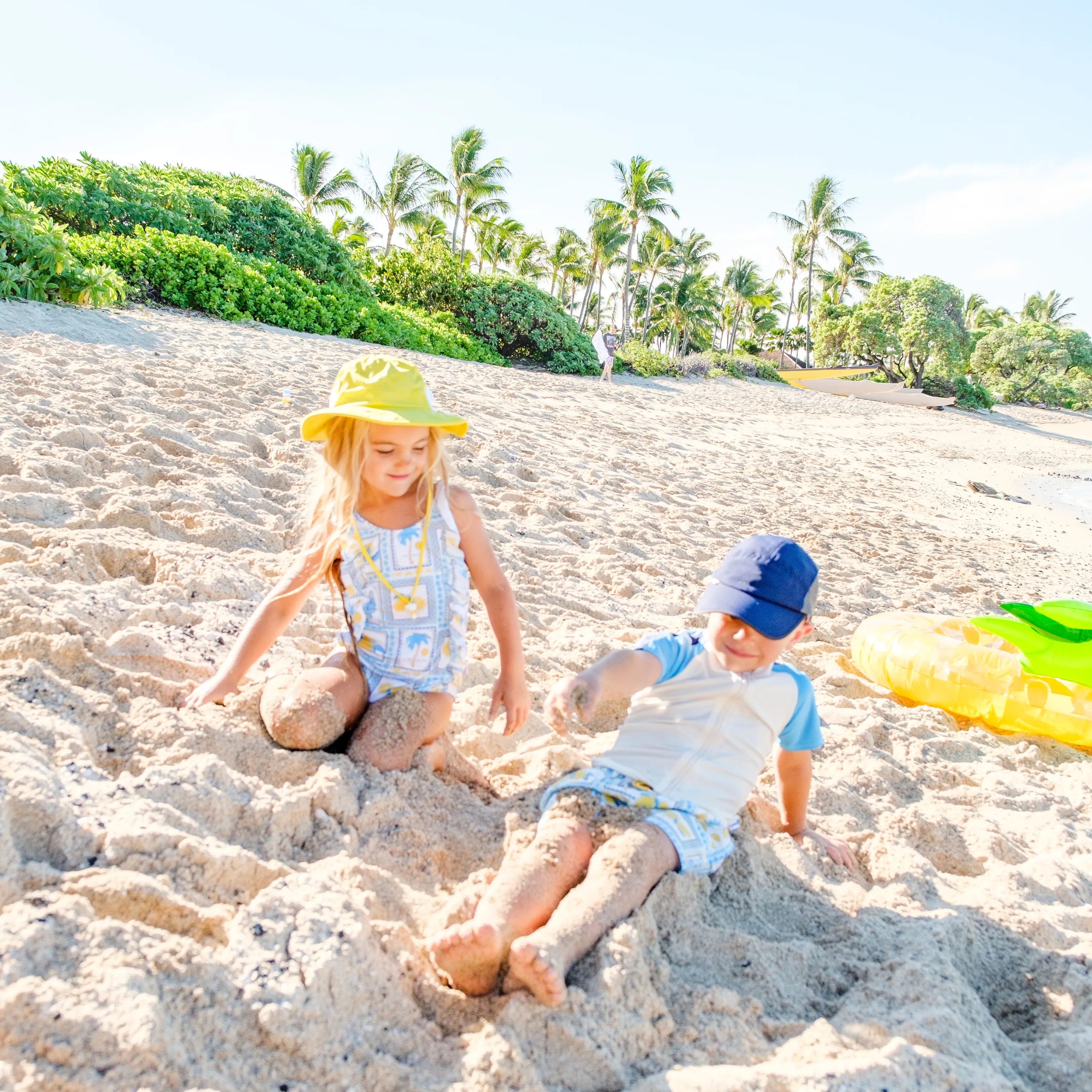 Boys Short Sleeve Zipper Rash Guard and Swim Trunk Set | "Mediterranean Lemons"