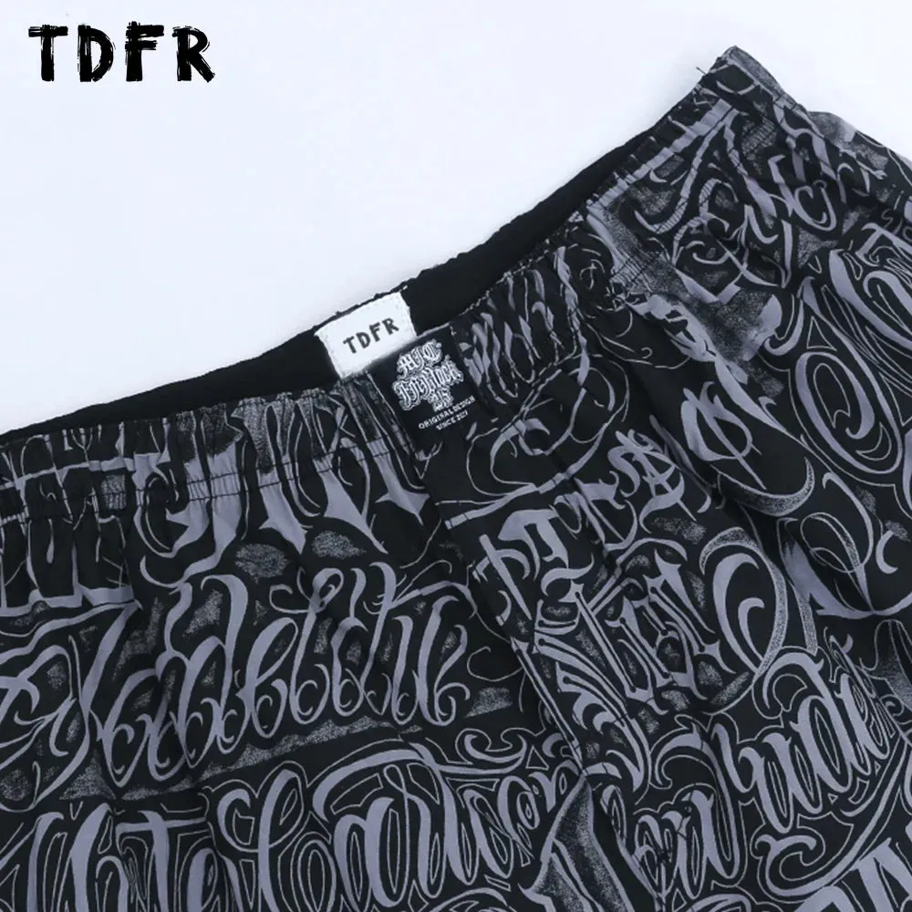 Casual Shorts Mens Chicano Style Streetwear Wide Leg Elastic Waist Pants