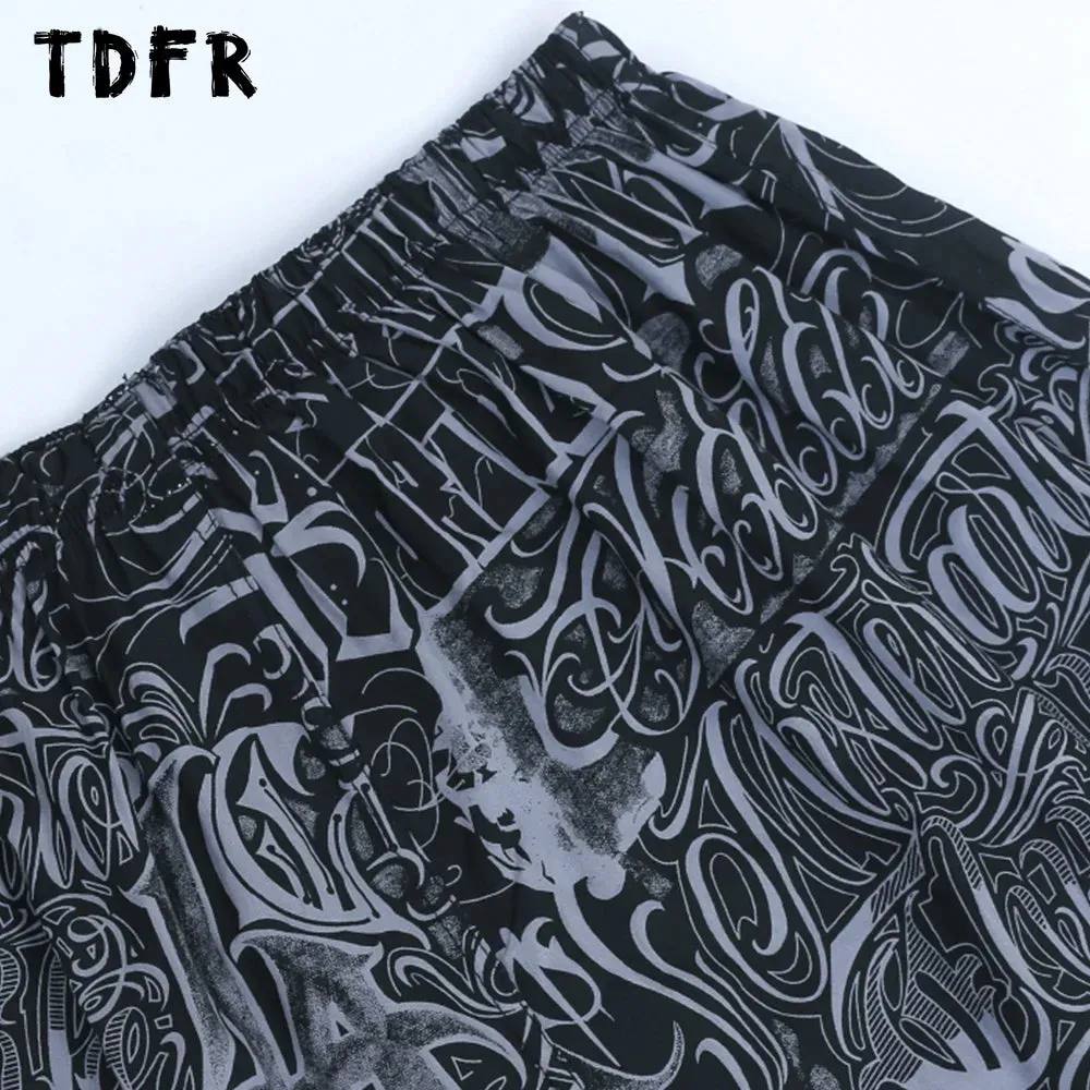 Casual Shorts Mens Chicano Style Streetwear Wide Leg Elastic Waist Pants