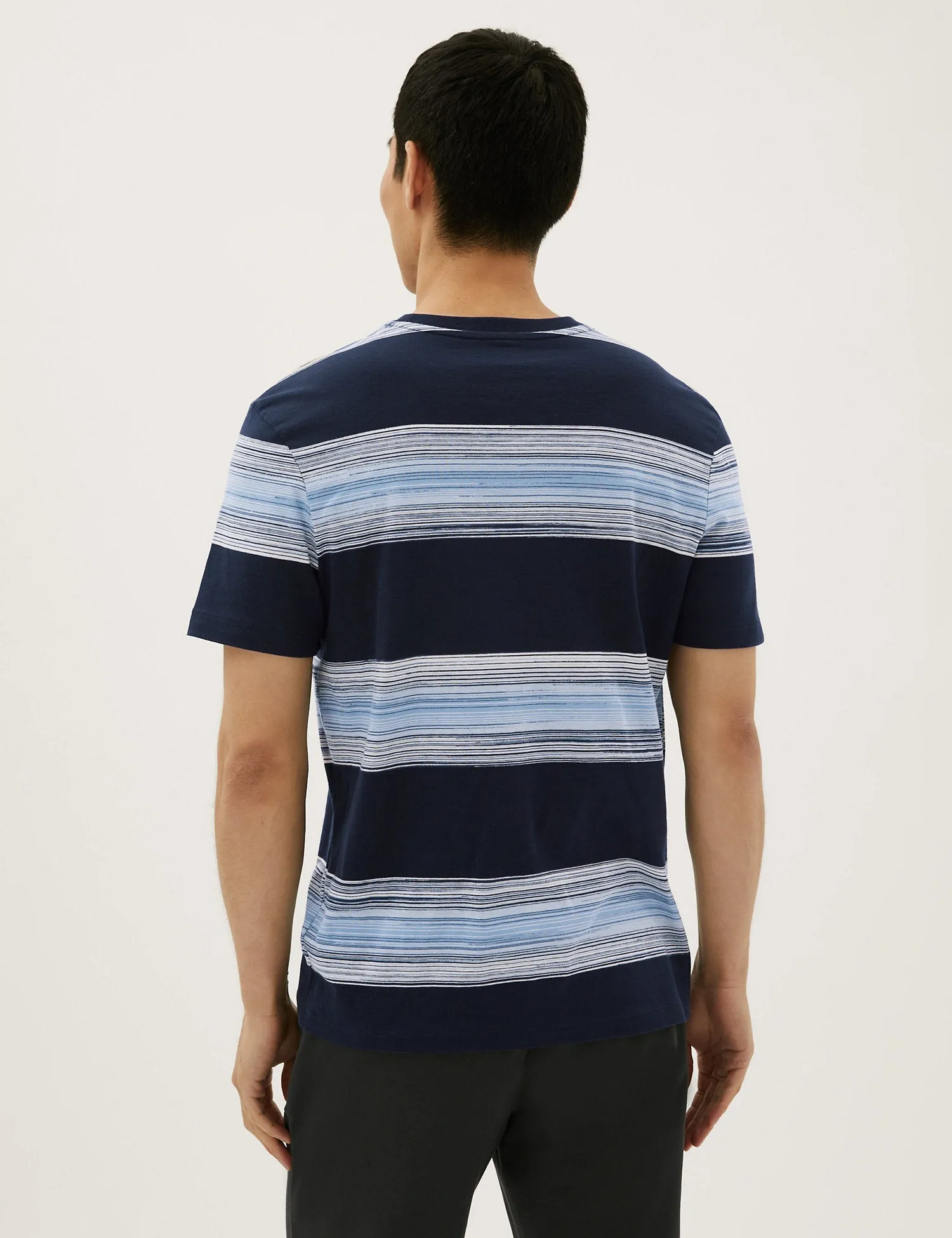 Cotton Rich Striped Crew Neck T-Shirt