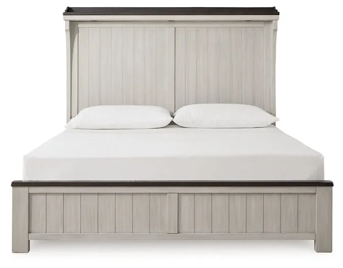 Darborn King Panel Bed with Mirrored Dresser and Nightstand