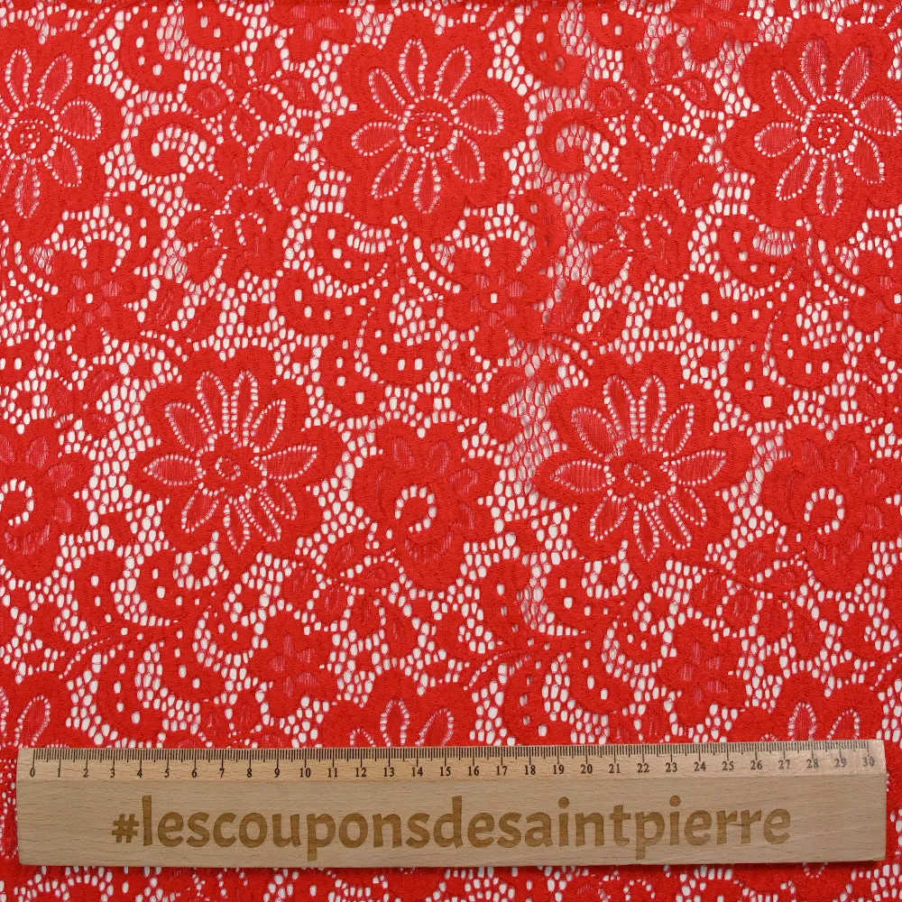 Dentelle polyester Marguerite rouge