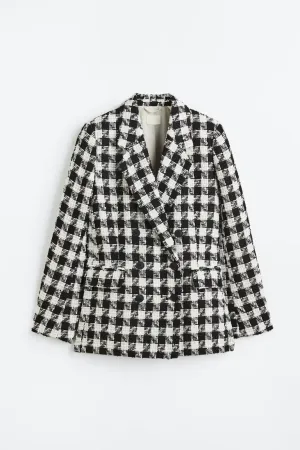 Double-breasted bouclé blazer