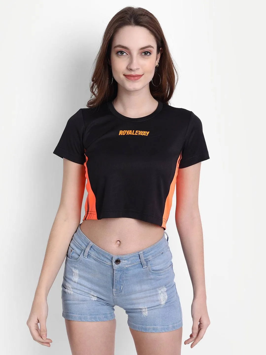 DriDOT Black Long Back Crop Top RWW2039