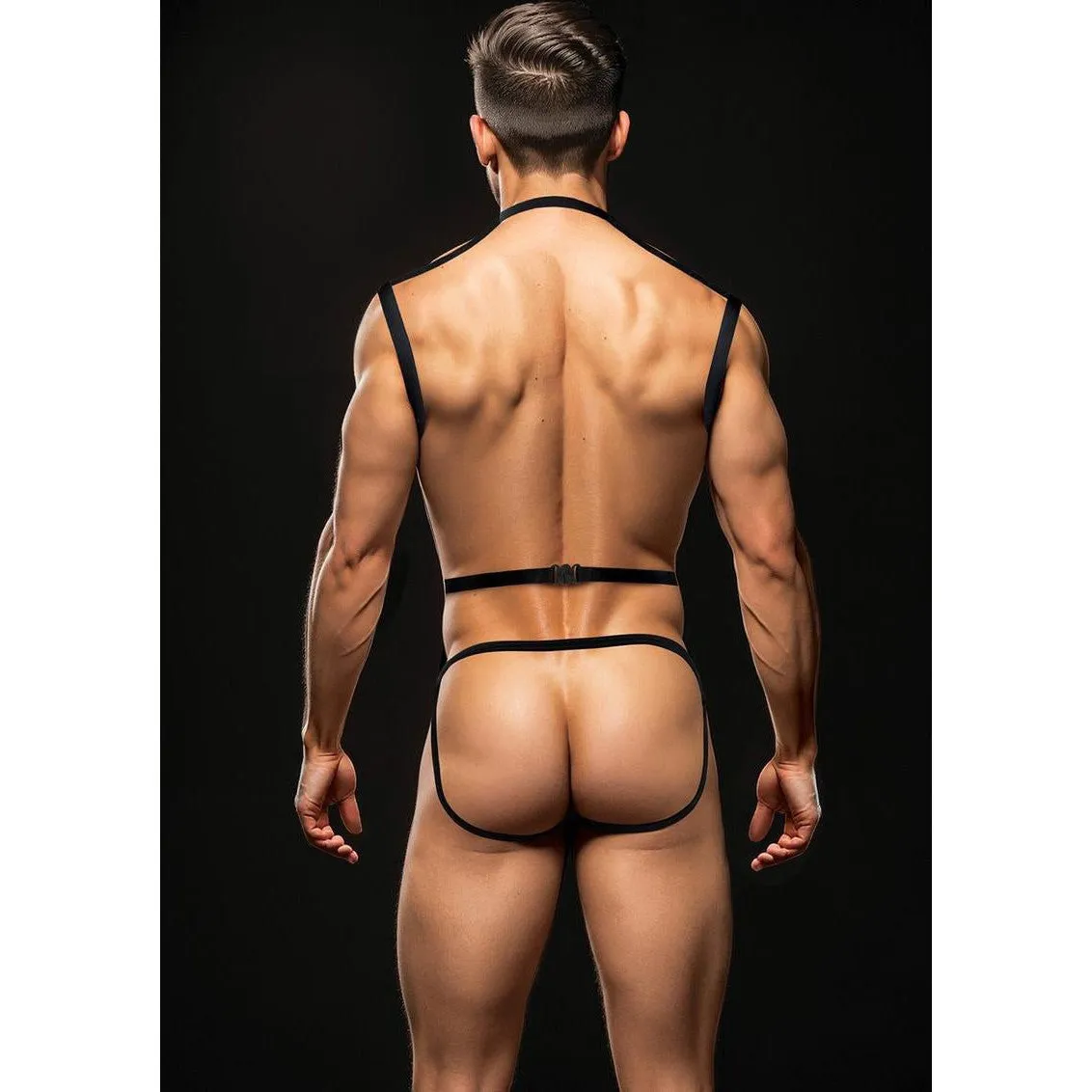 Envy 3 Pc Wet Look Chest Harness - Large/xlarge -  Black