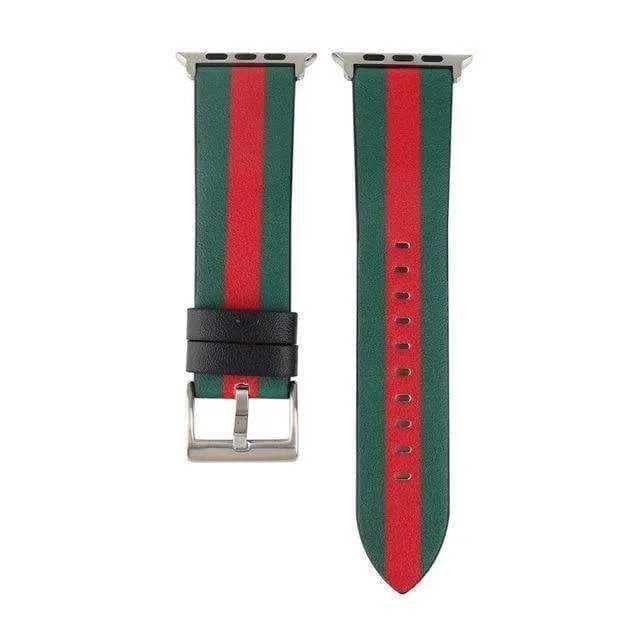 Fashion color stripes Leather Wrist Strap for iWatch Apple Watch Band  Series Strap WatchBand