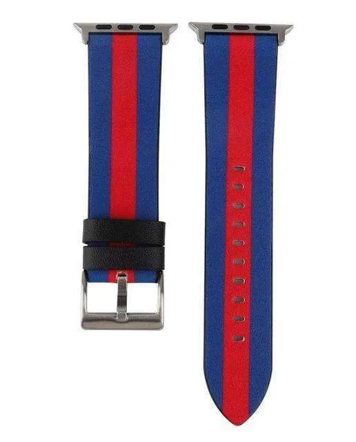 Fashion color stripes Leather Wrist Strap for iWatch Apple Watch Band  Series Strap WatchBand