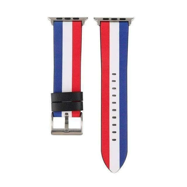 Fashion color stripes Leather Wrist Strap for iWatch Apple Watch Band  Series Strap WatchBand