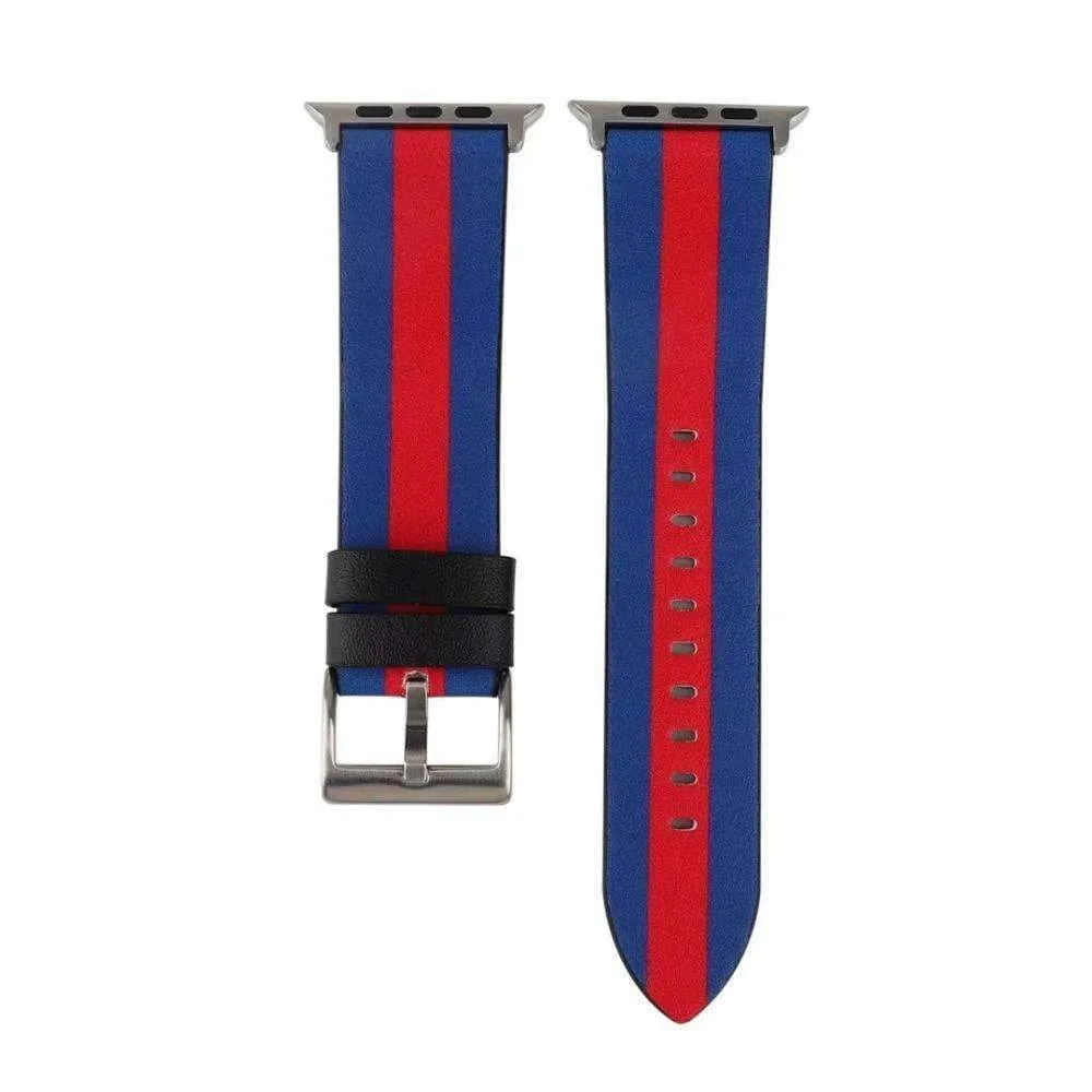 Fashion color stripes Leather Wrist Strap for iWatch Apple Watch Band  Series Strap WatchBand