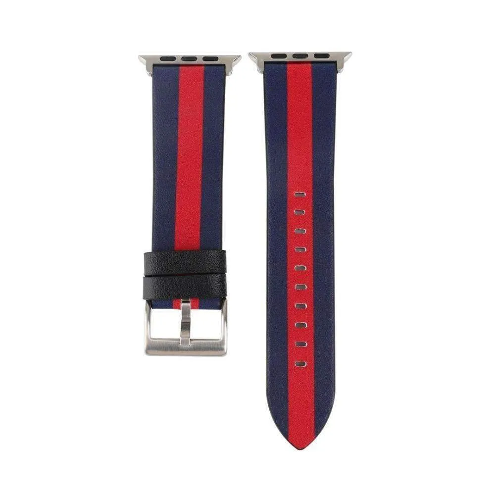 Fashion color stripes Leather Wrist Strap for iWatch Apple Watch Band  Series Strap WatchBand