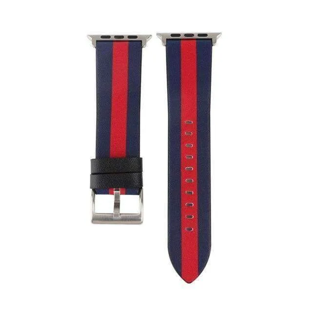 Fashion color stripes Leather Wrist Strap for iWatch Apple Watch Band  Series Strap WatchBand