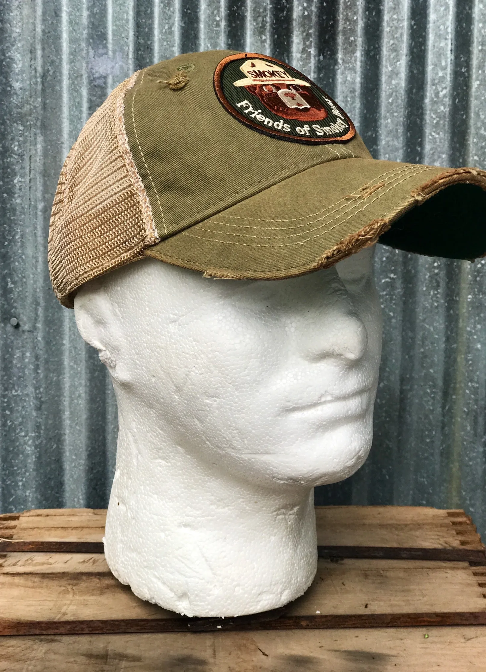 Friends Of Smokey Bear Hat- Distressed Sage Green Snapback