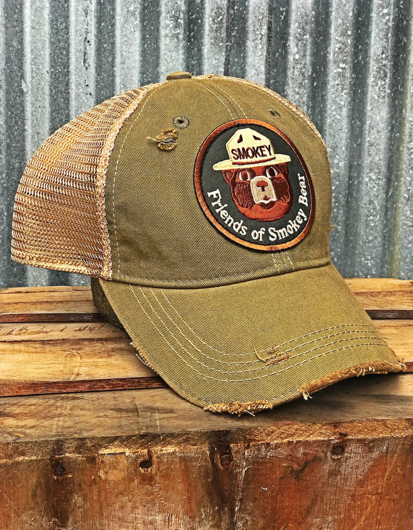 Friends Of Smokey Bear Hat- Distressed Sage Green Snapback