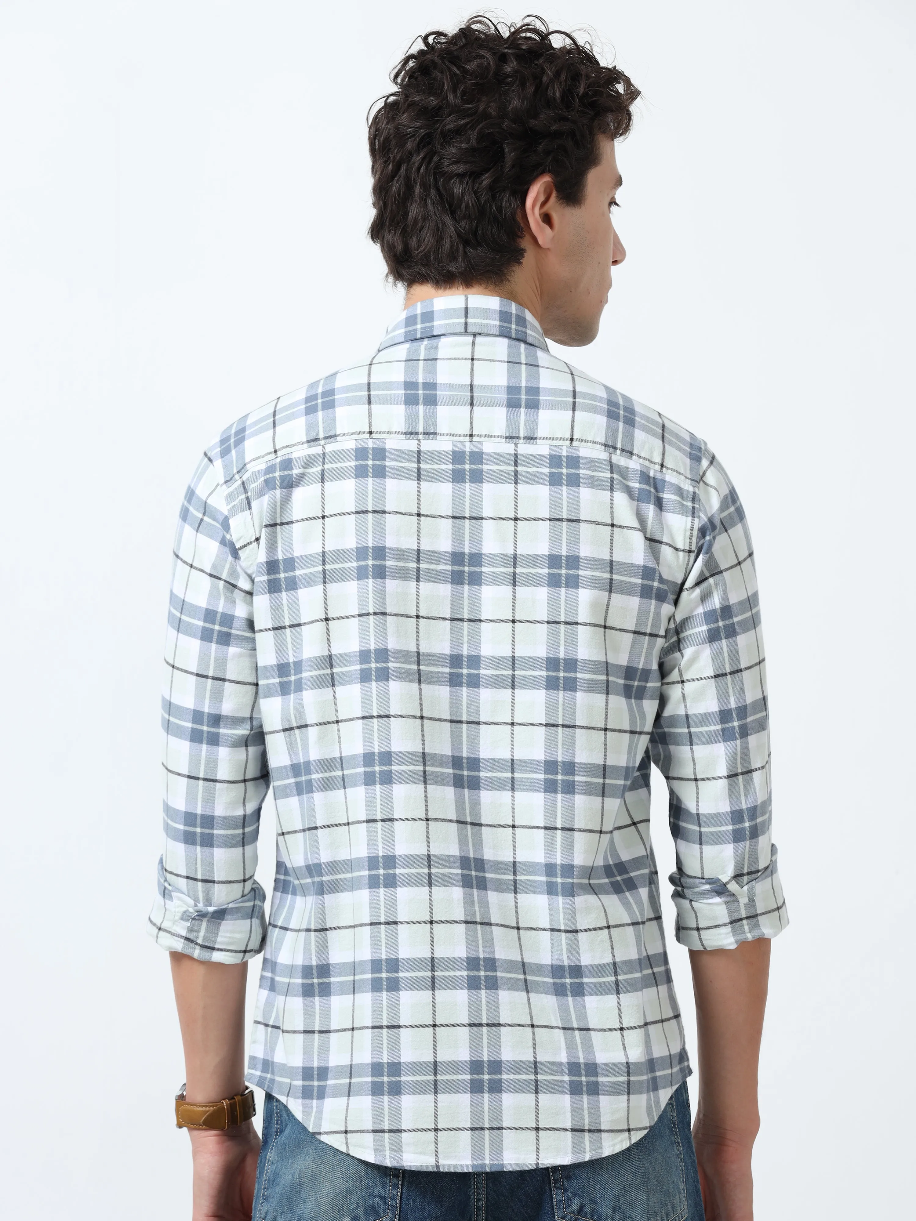 Gideon - Checkered Full Sleeve Shirt - Blue