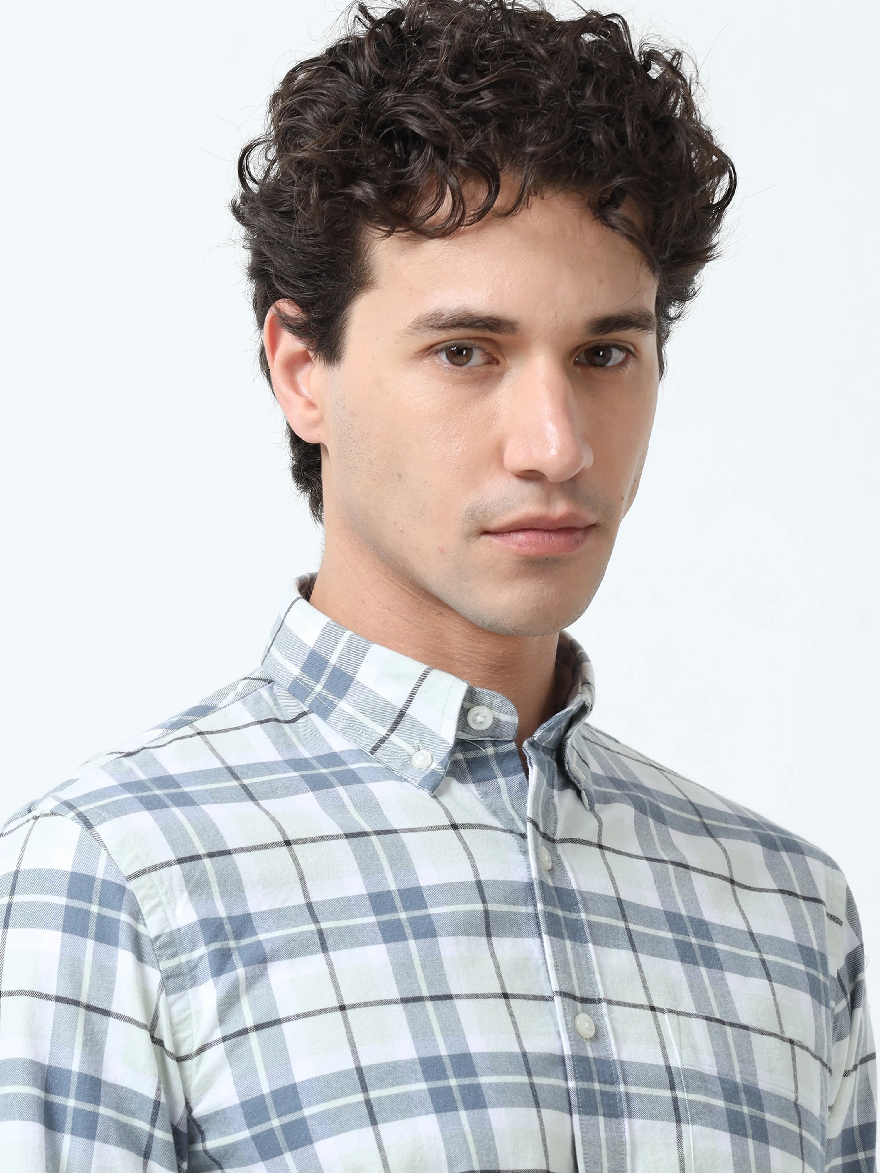 Gideon - Checkered Full Sleeve Shirt - Blue