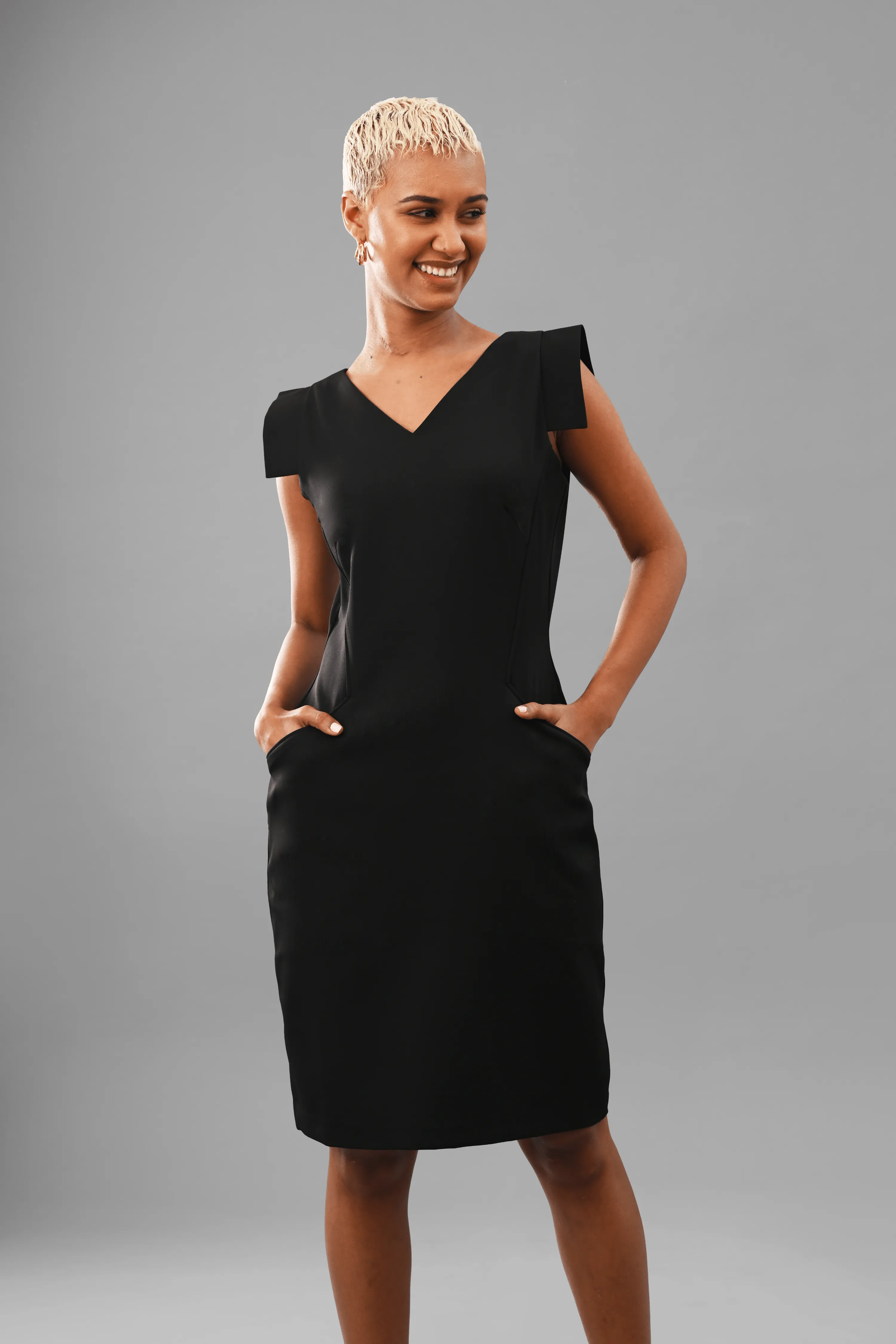 Innovation Zipper Slit Sheath Crepe Dress