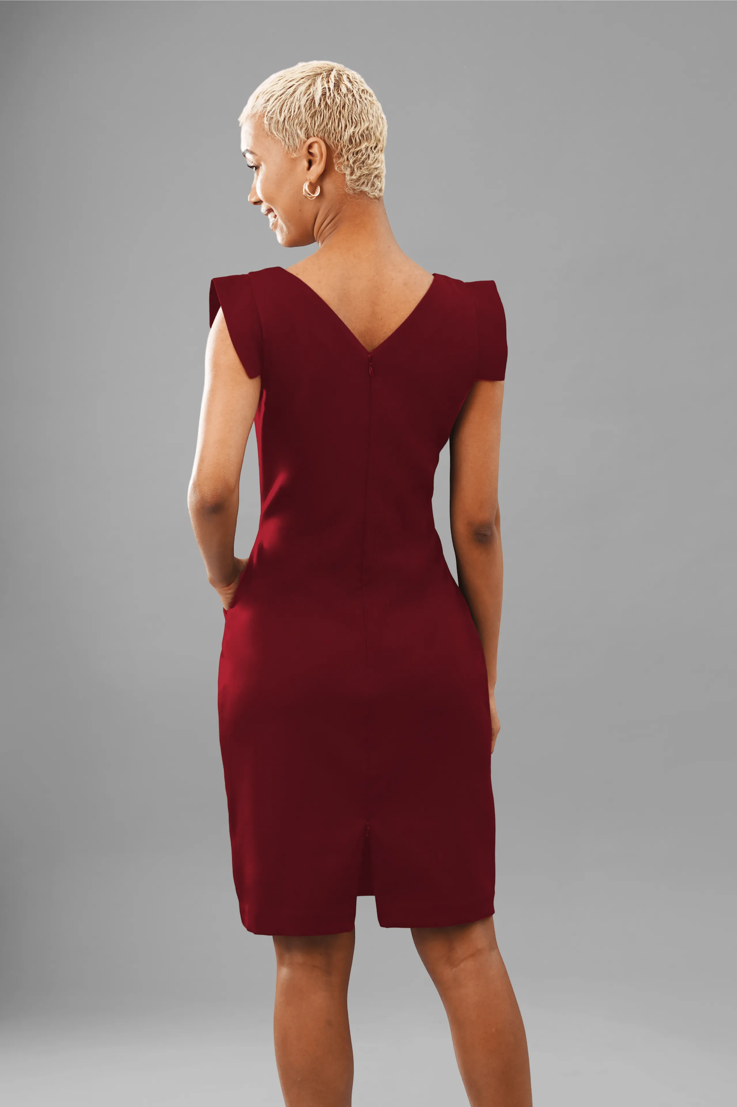 Innovation Zipper Slit Sheath Crepe Dress