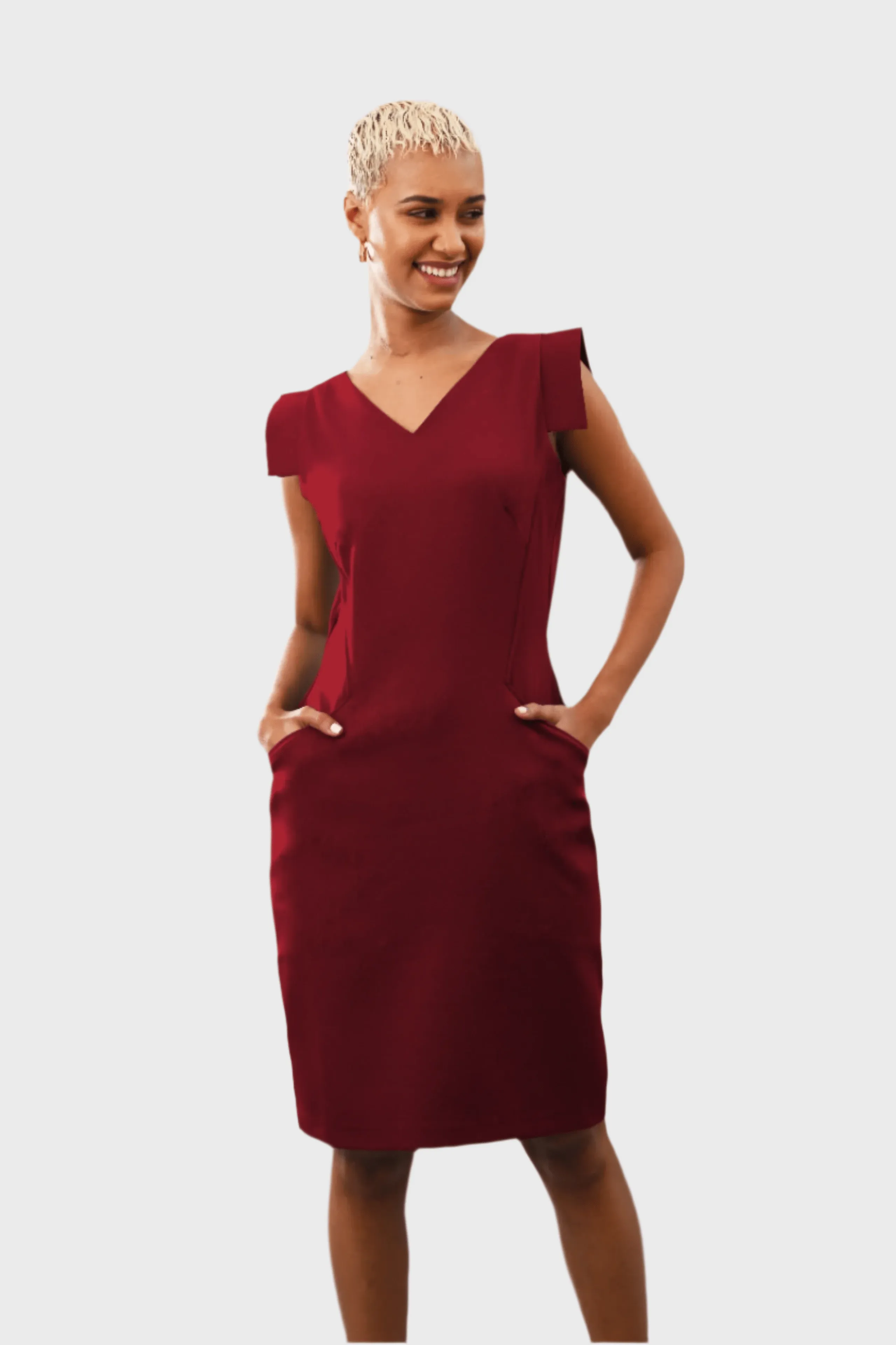Innovation Zipper Slit Sheath Crepe Dress