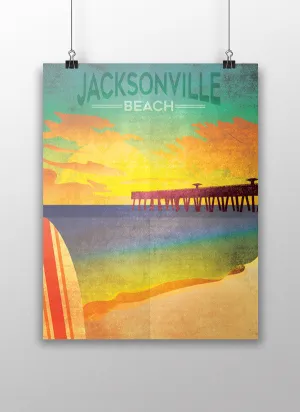 JACKSONVILLE BEACH VINTAGE STYLE ART PRINT