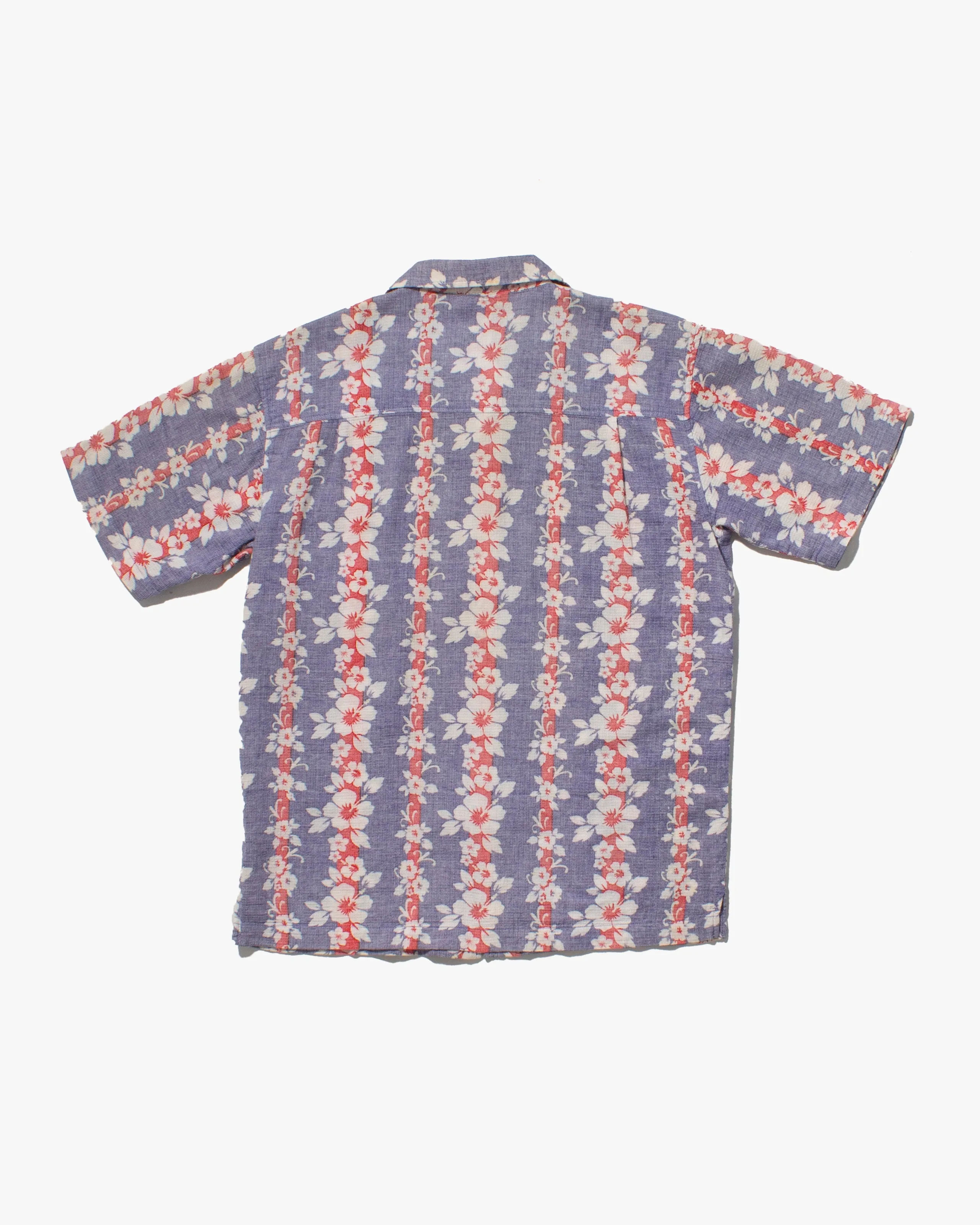 Japanese Repro, Short Sleeve Aloha Shirt, Classic Surf Brand, Lavender and Red Flower Shima