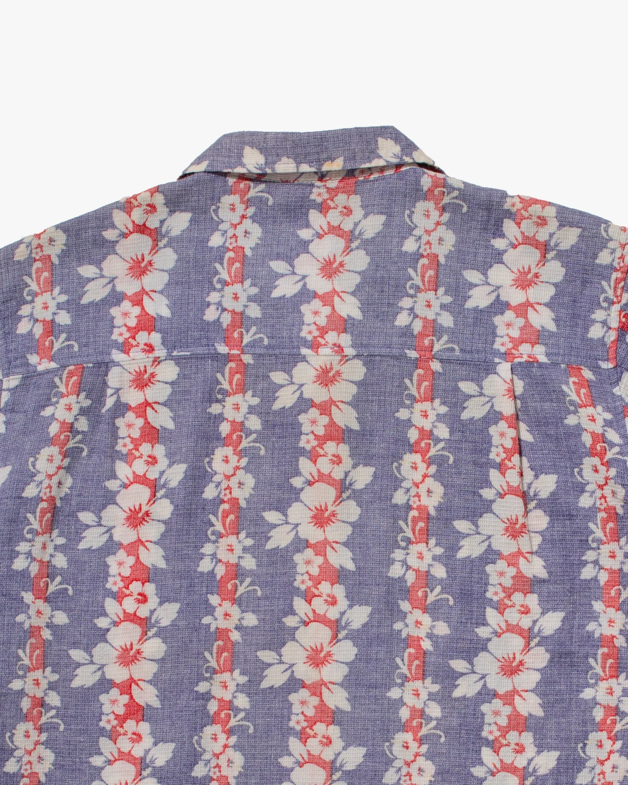 Japanese Repro, Short Sleeve Aloha Shirt, Classic Surf Brand, Lavender and Red Flower Shima