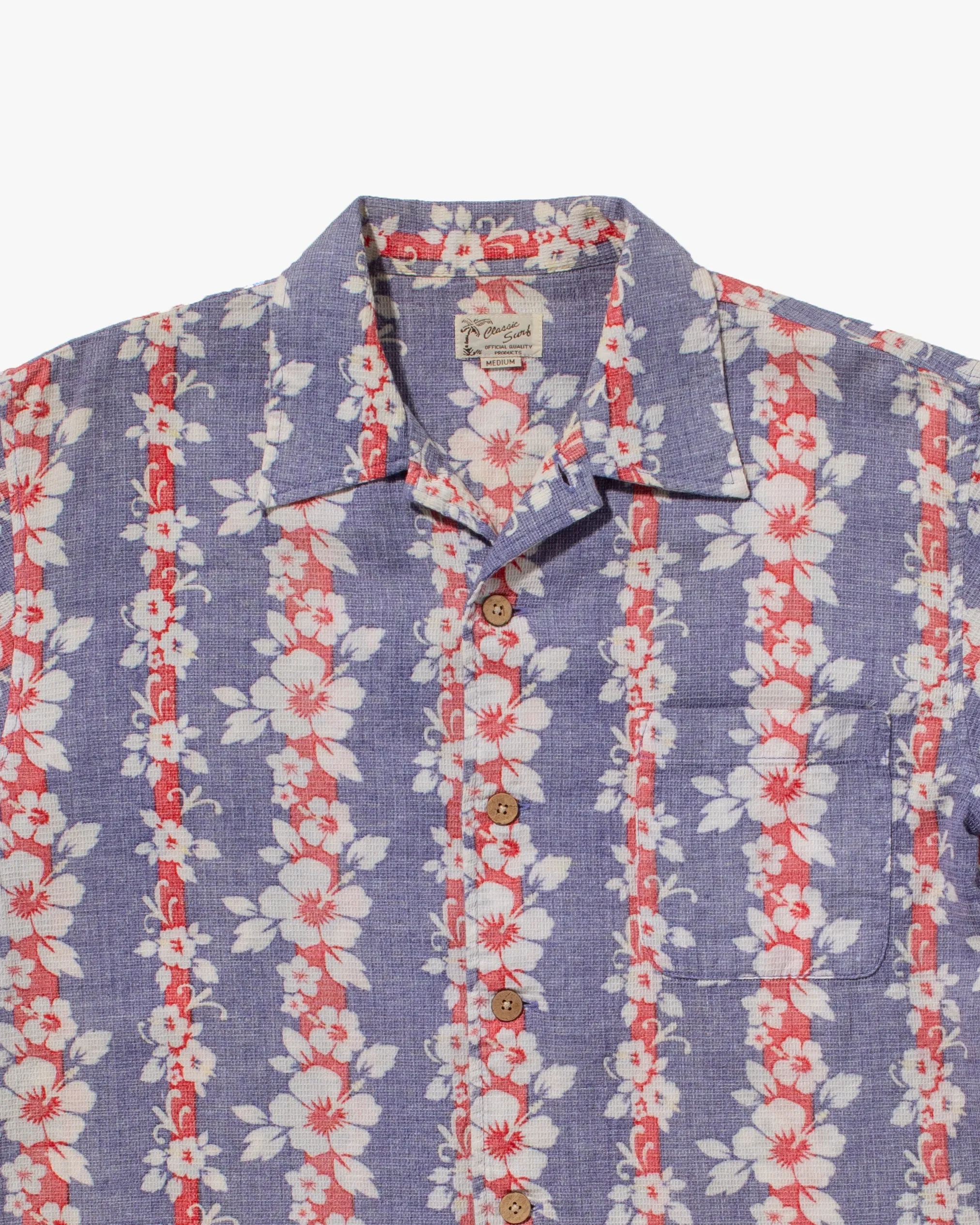 Japanese Repro, Short Sleeve Aloha Shirt, Classic Surf Brand, Lavender and Red Flower Shima
