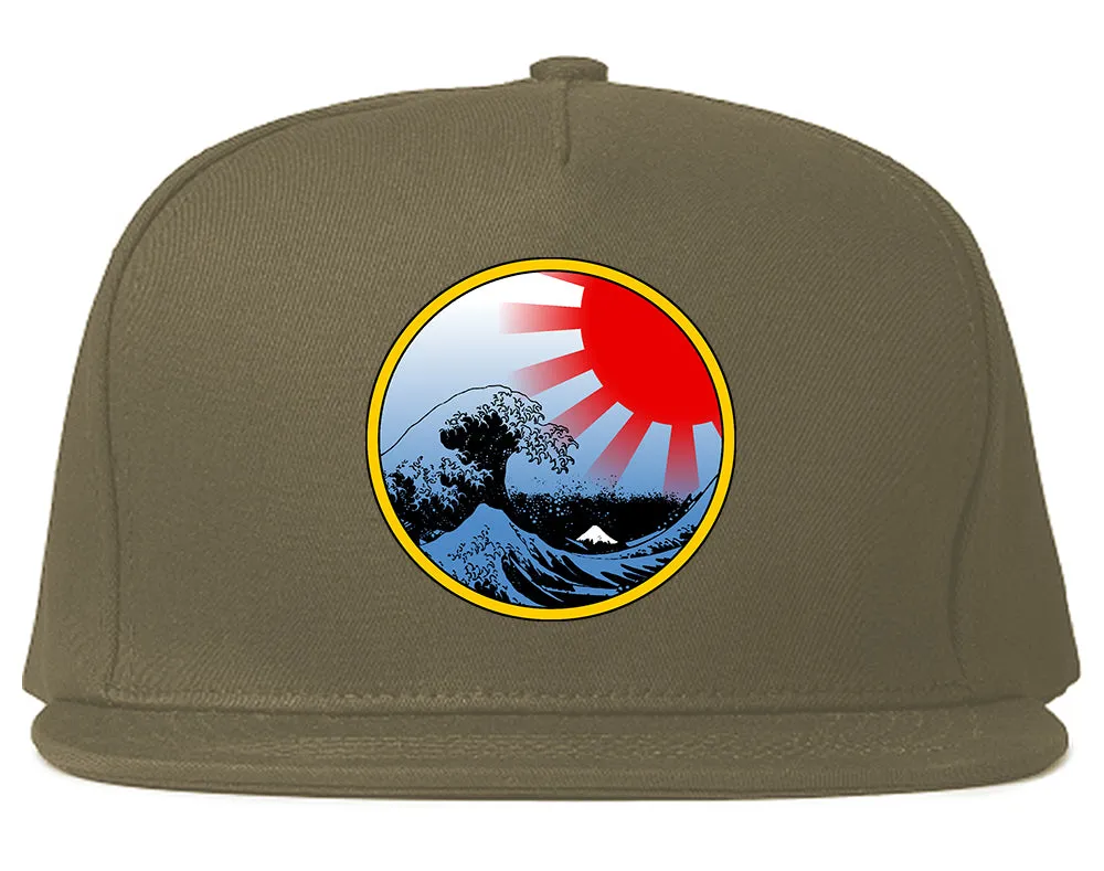 Japanese Wave Print Mens Snapback Hat