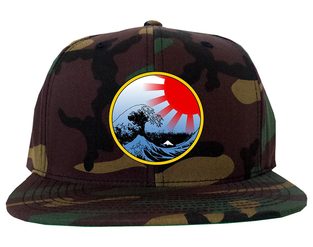 Japanese Wave Print Mens Snapback Hat