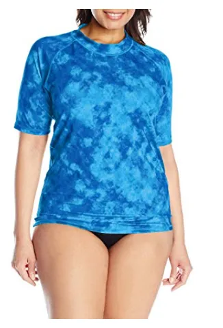 Kanu Surf Women's Plus-Size UPF 50  Active Rash guard & Workout Top, Blue, 1X