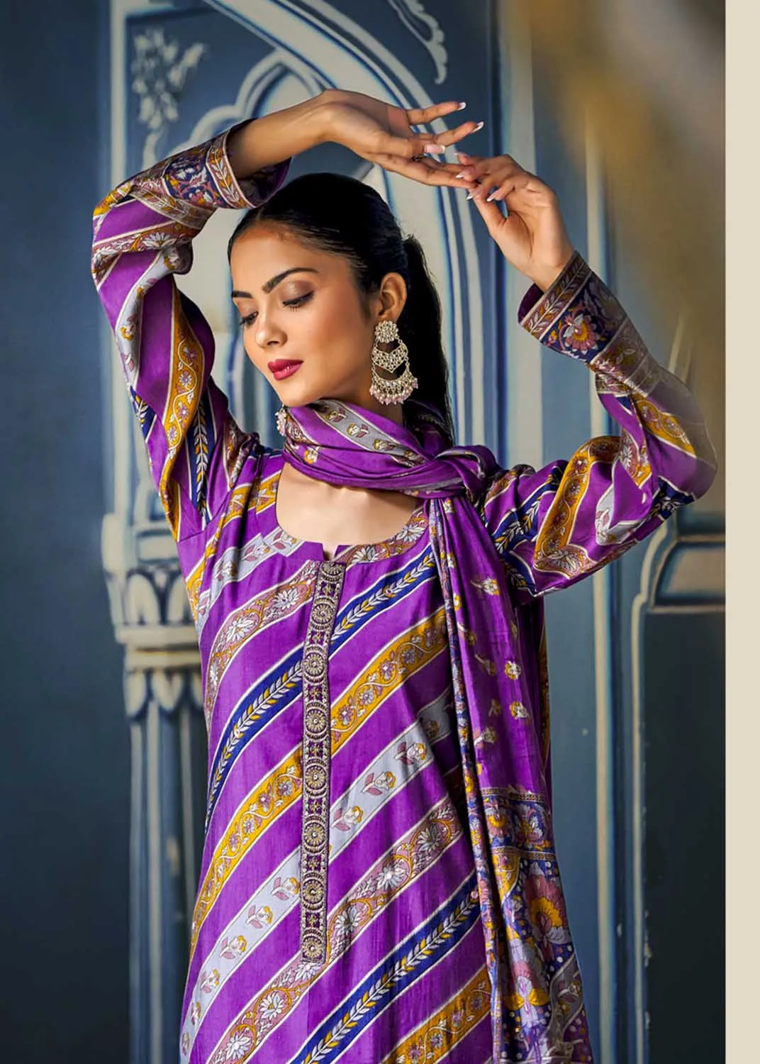 Kilory Party Wear Muslin Printed Unstitched Women Suit Dress Material