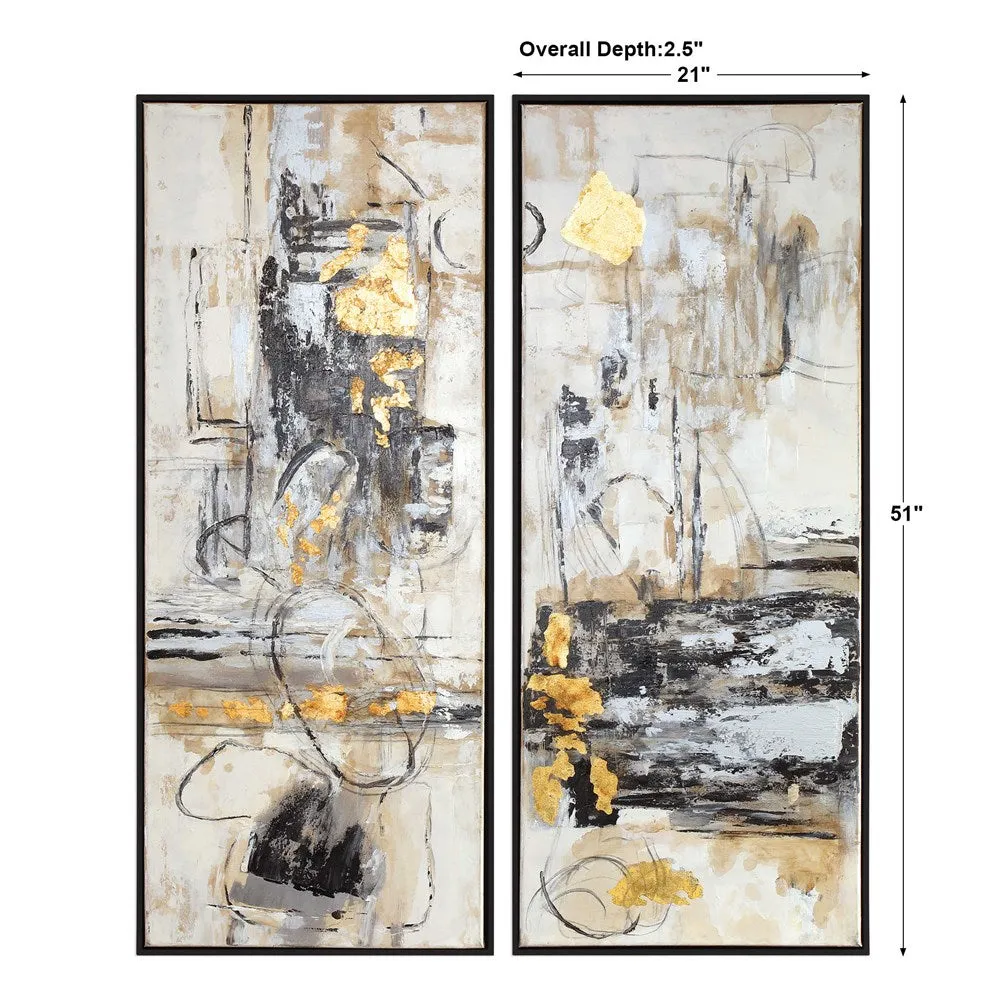 LIFE SCENES HAND PAINTED CANVASES, S/2