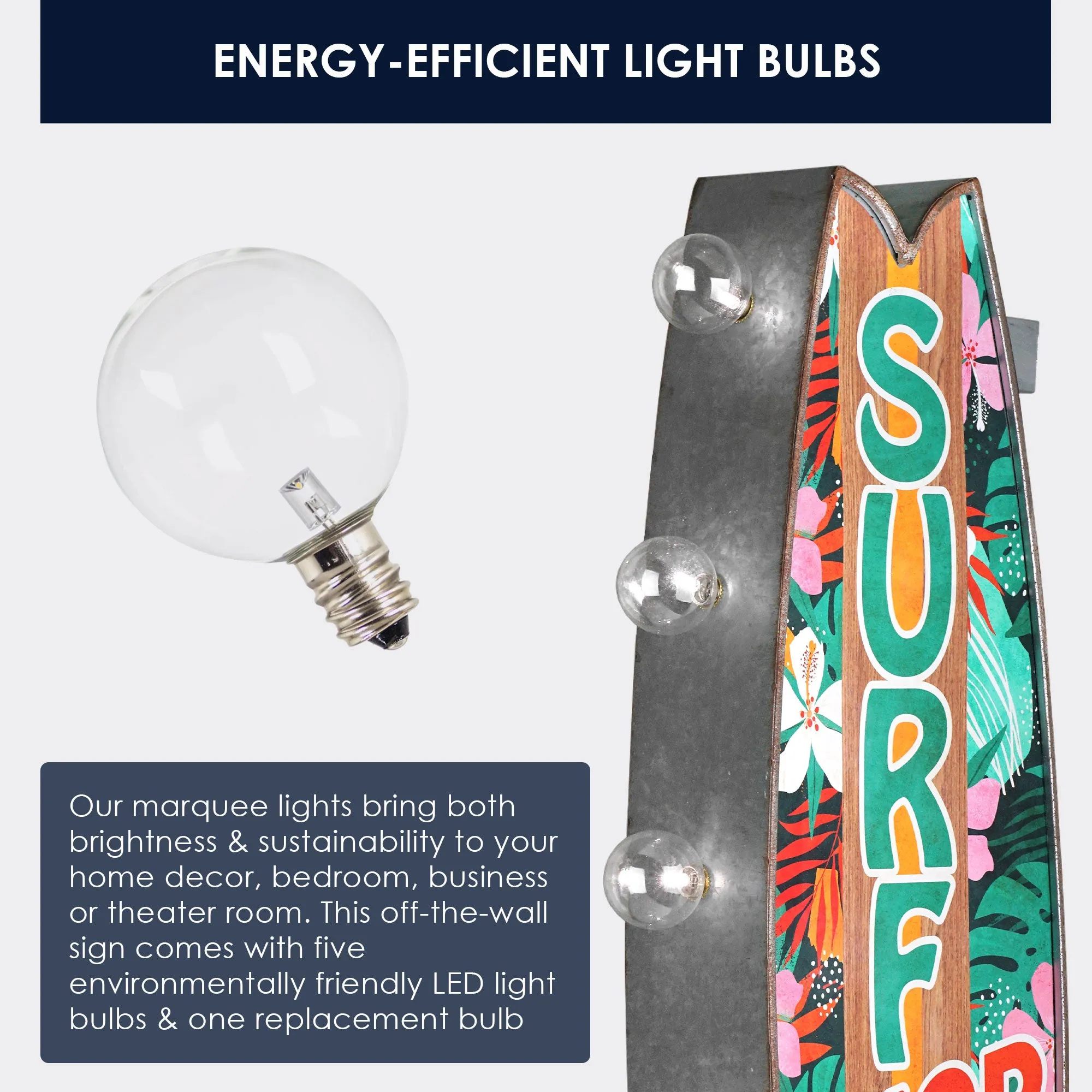 Metal LED Surf Shop Rentals Surf Lessons and Good Vibes Marquee Sign