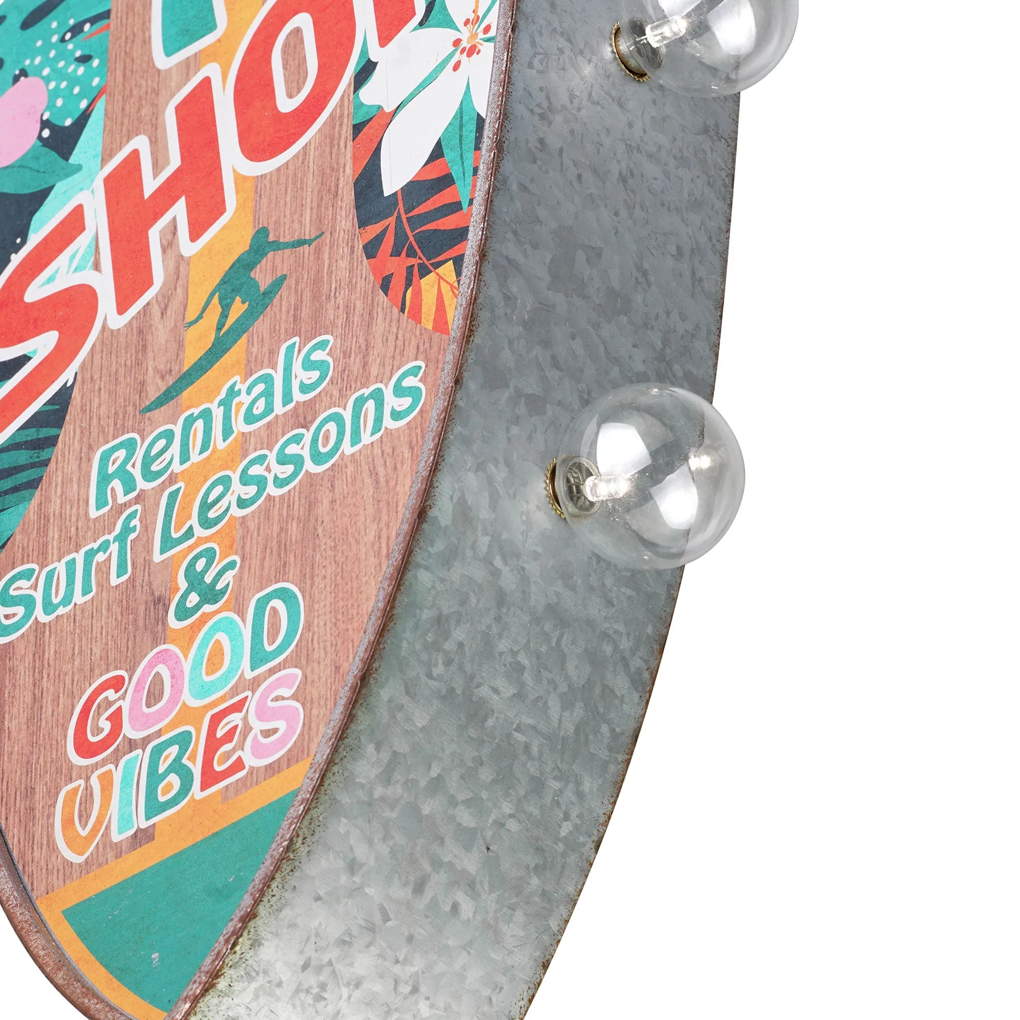 Metal LED Surf Shop Rentals Surf Lessons and Good Vibes Marquee Sign