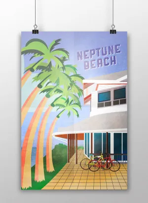 NEPTUNE BEACH VINTAGE STYLE ART PRINT