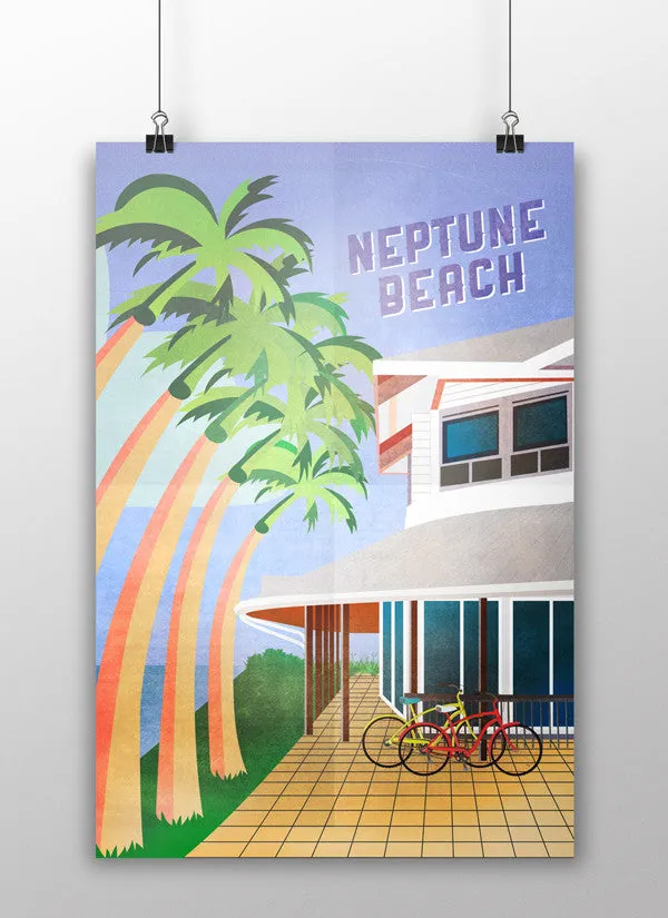 NEPTUNE BEACH VINTAGE STYLE ART PRINT