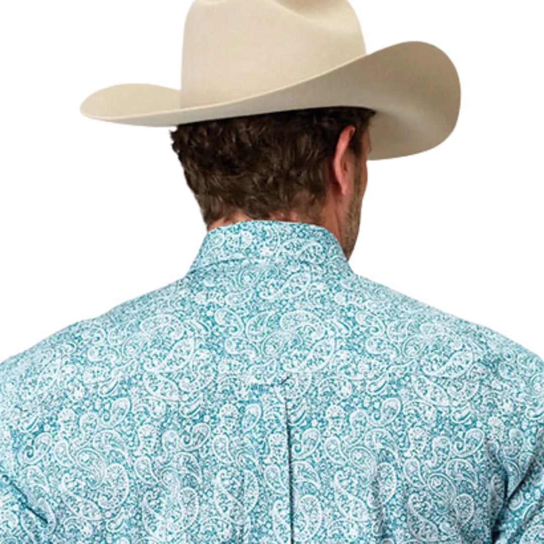 Roper Men's Stretch Poplin Green Shirt