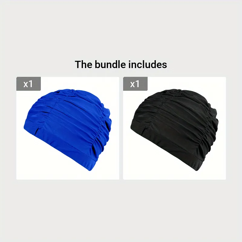 Ruched Solid Color Swim Cap Stylish  Stretchy for Women
