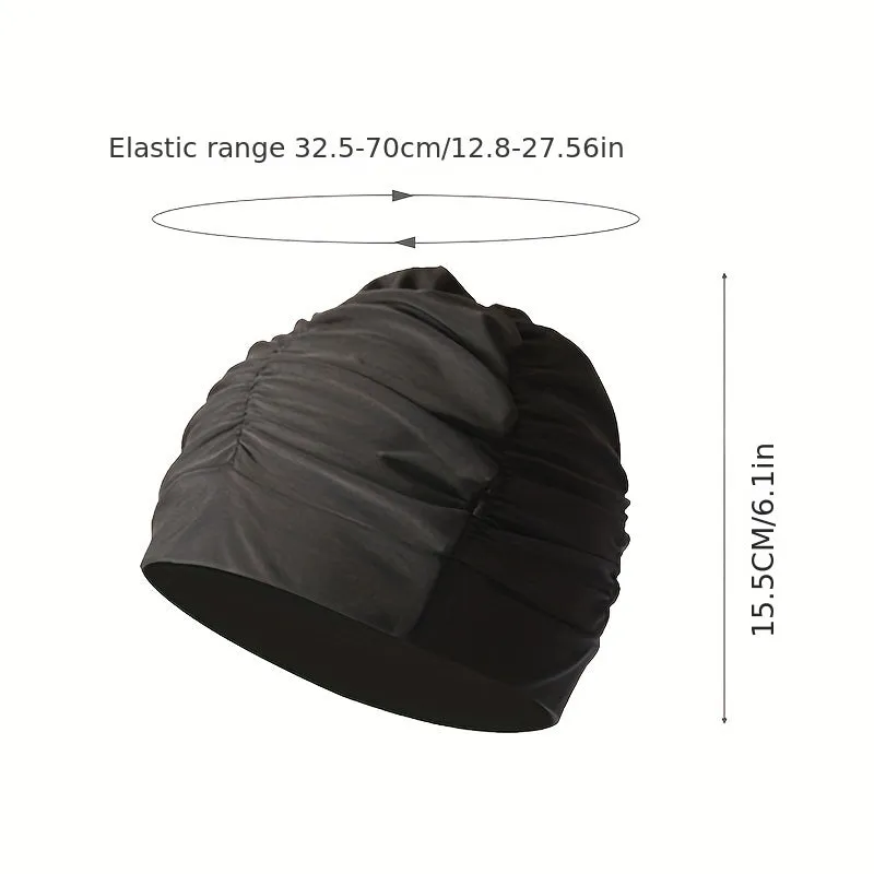 Ruched Solid Color Swim Cap Stylish  Stretchy for Women