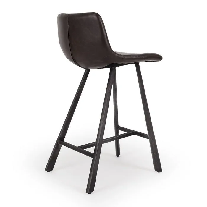 Rustic Barstool PU - Dark Brown