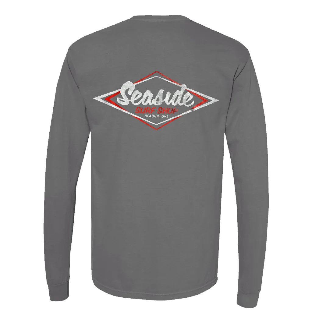 Seaside Surf Garment Dyed Vintage Logo L/S Tee - Smoke