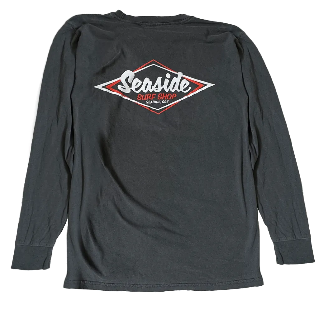 Seaside Surf Garment Dyed Vintage Logo L/S Tee - Smoke