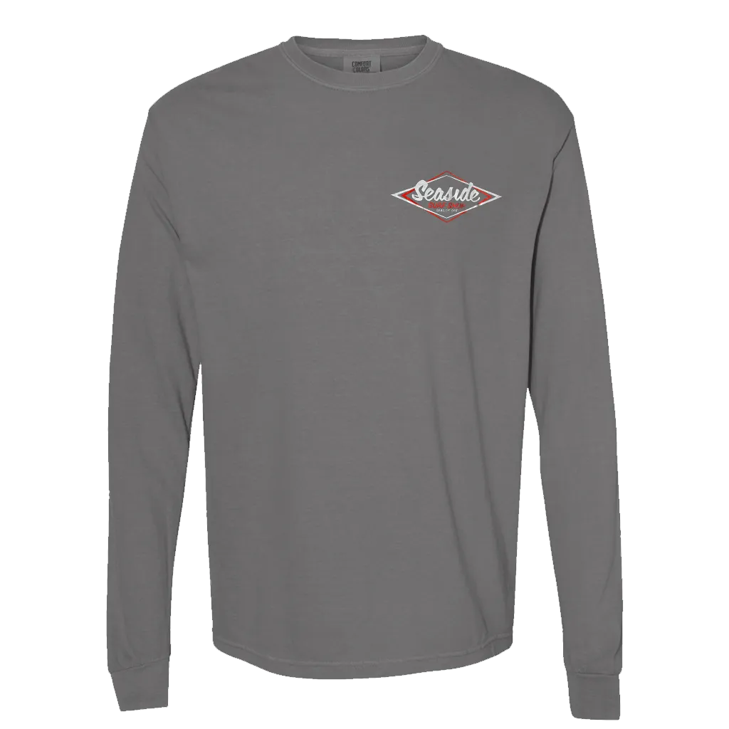 Seaside Surf Garment Dyed Vintage Logo L/S Tee - Smoke