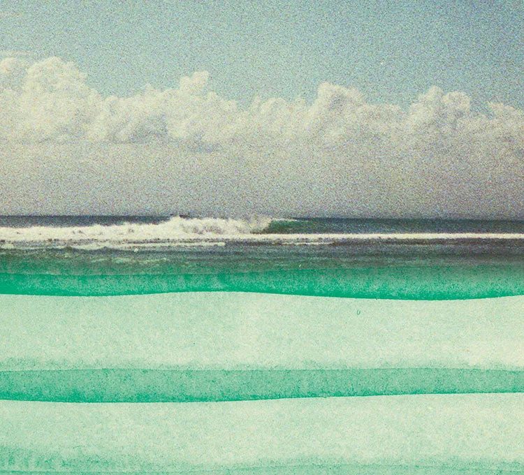 Surfing Art Print "Green Shore" - Mixed Media