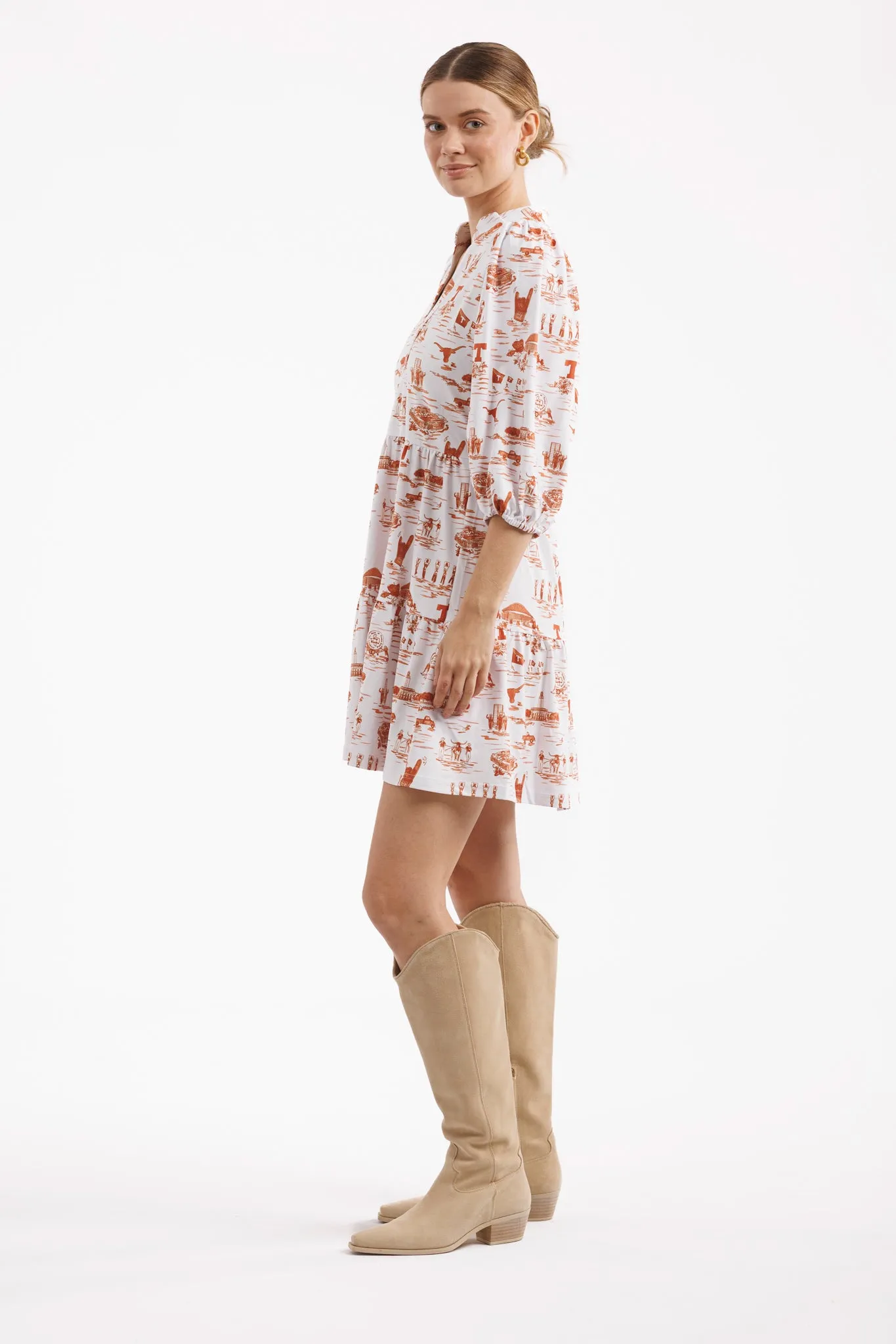 Optimized Title: Tory Dress - Texas Gameday Toile Tailgate Collection